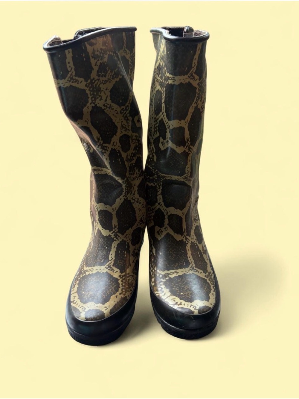 Sperry Brown & Tan Snake Skin-Pattern Brown Rain Boots